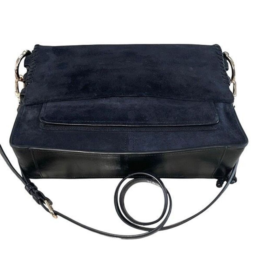 Stuart Weitzman Womens Suede Detachable Strap‎ Crossbody Bag Black